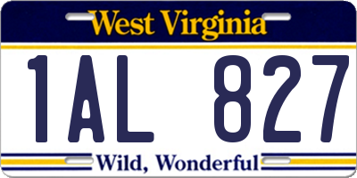 WV license plate 1AL827