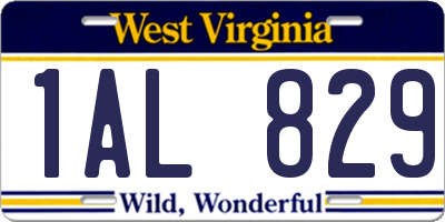 WV license plate 1AL829