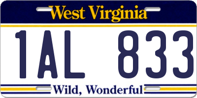 WV license plate 1AL833