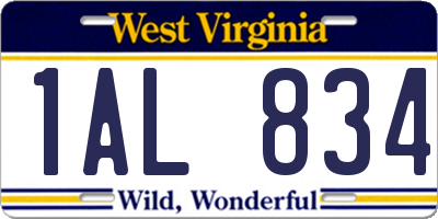 WV license plate 1AL834