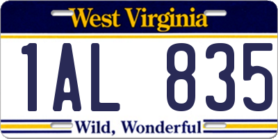 WV license plate 1AL835