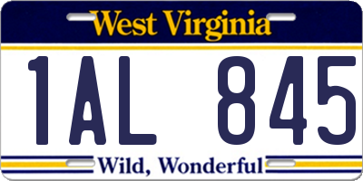 WV license plate 1AL845