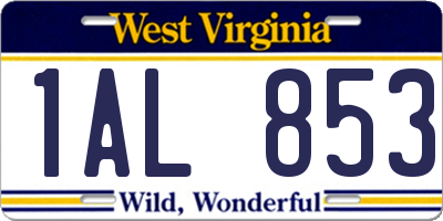 WV license plate 1AL853