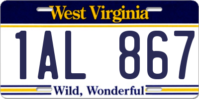 WV license plate 1AL867