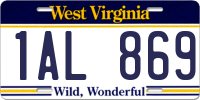 WV license plate 1AL869