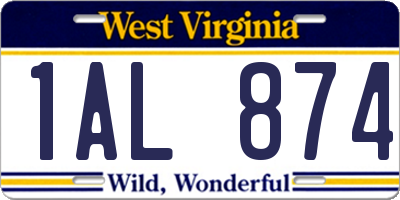 WV license plate 1AL874