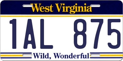 WV license plate 1AL875