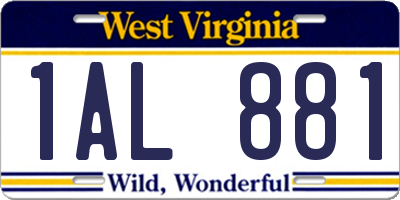 WV license plate 1AL881