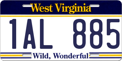 WV license plate 1AL885