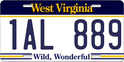 WV license plate 1AL889