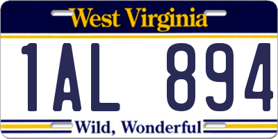 WV license plate 1AL894