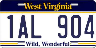 WV license plate 1AL904