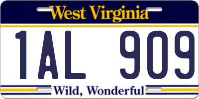 WV license plate 1AL909