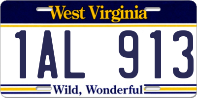 WV license plate 1AL913