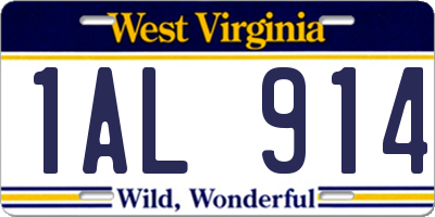 WV license plate 1AL914