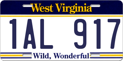 WV license plate 1AL917