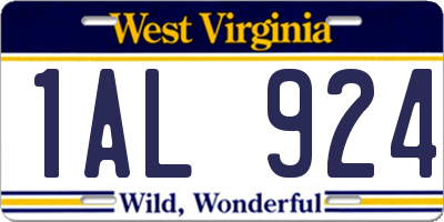 WV license plate 1AL924