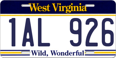 WV license plate 1AL926