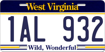 WV license plate 1AL932