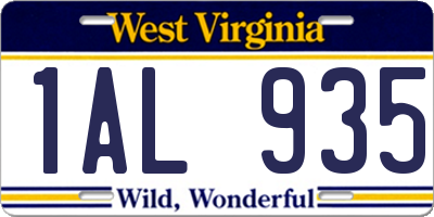 WV license plate 1AL935