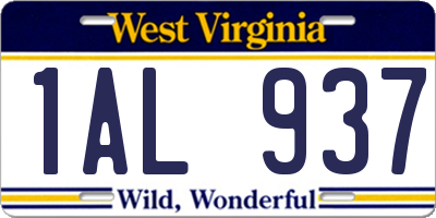 WV license plate 1AL937