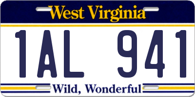 WV license plate 1AL941