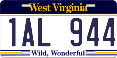 WV license plate 1AL944