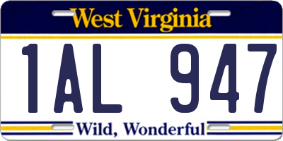 WV license plate 1AL947