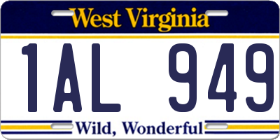 WV license plate 1AL949