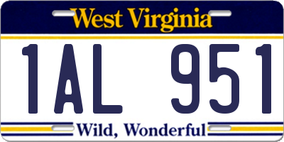 WV license plate 1AL951