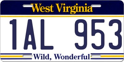 WV license plate 1AL953