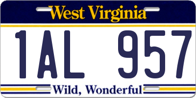 WV license plate 1AL957
