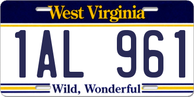 WV license plate 1AL961