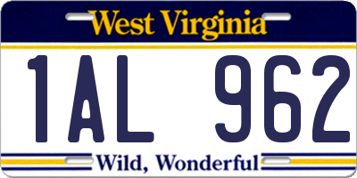 WV license plate 1AL962