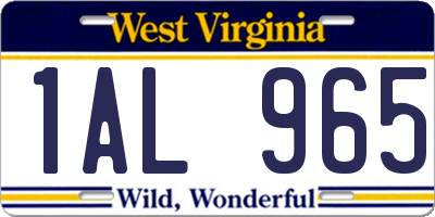 WV license plate 1AL965