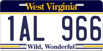 WV license plate 1AL966