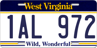 WV license plate 1AL972