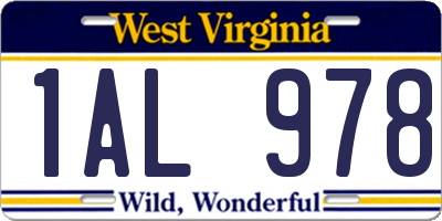 WV license plate 1AL978