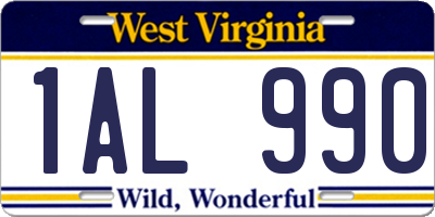 WV license plate 1AL990