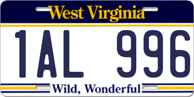 WV license plate 1AL996