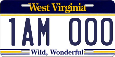 WV license plate 1AM000