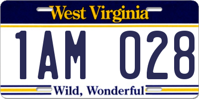 WV license plate 1AM028