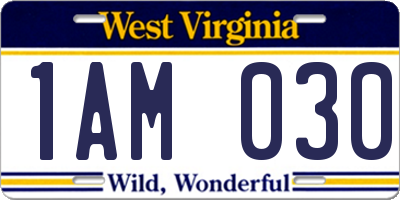 WV license plate 1AM030