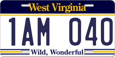 WV license plate 1AM040