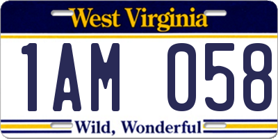 WV license plate 1AM058