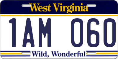 WV license plate 1AM060