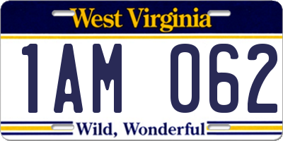 WV license plate 1AM062