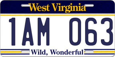 WV license plate 1AM063