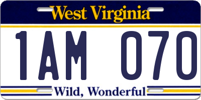 WV license plate 1AM070