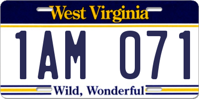 WV license plate 1AM071